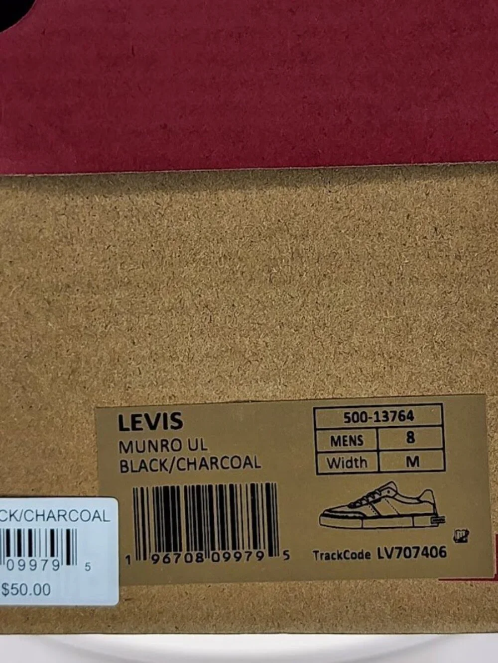 Levi’s Munro UL Black Charcoal Sneakers Men’s Size 8 New